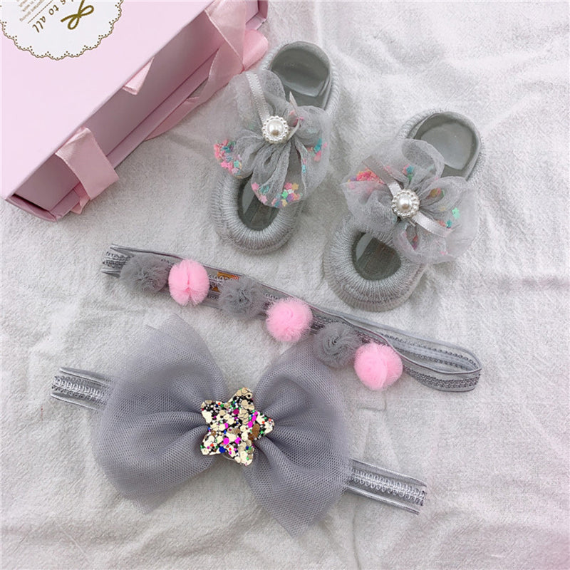 Cute Headbands and Socks 3-Piece Set for 17-24 inches Reborn Dolls