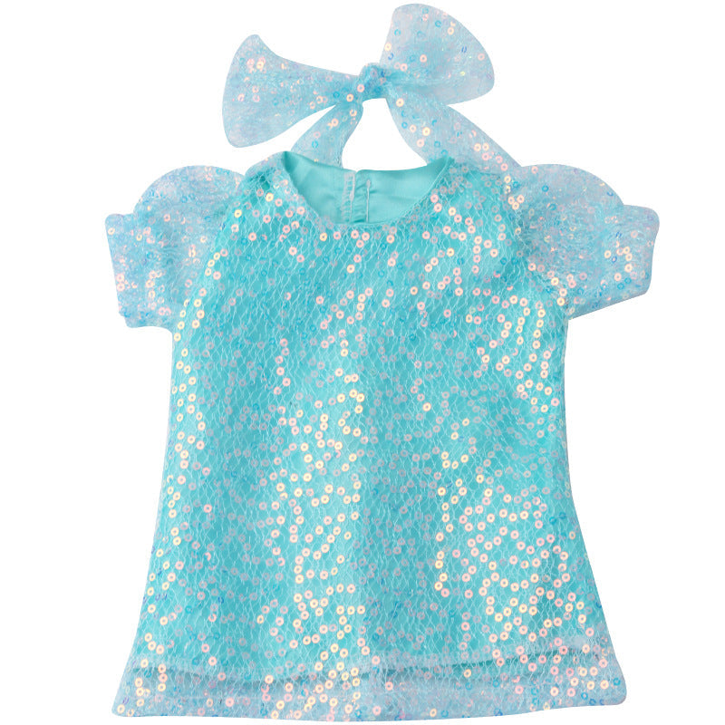 18 inch American Girl Sequined Mesh Princess Dress With Hair Band