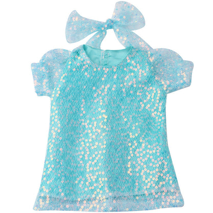18 inch American Girl Sequined Mesh Princess Dress With Hair Band