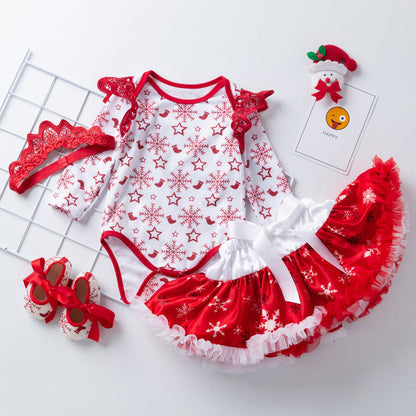 4-Piece Snowflake Christmas Dress for 21/22/23 Inches Reborn Doll