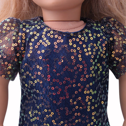 18 inch American Girl Sequined Mesh Princess Dress With Hair Band