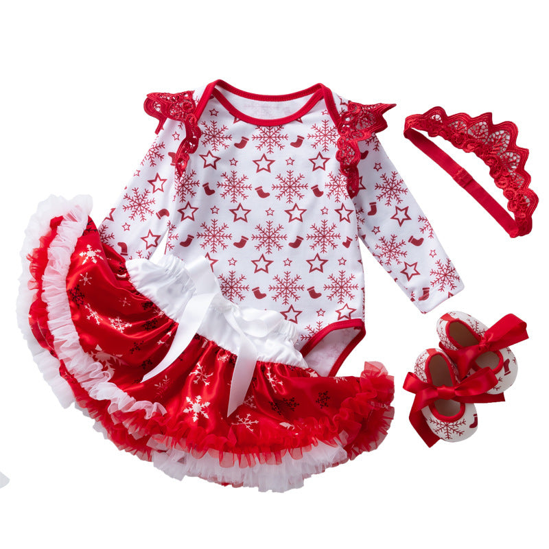 4-Piece Snowflake Christmas Dress for 21/22/23 Inches Reborn Doll